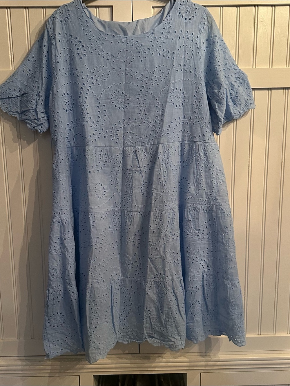 Light Blue Eyelet Babydoll Lined Dress Size XL